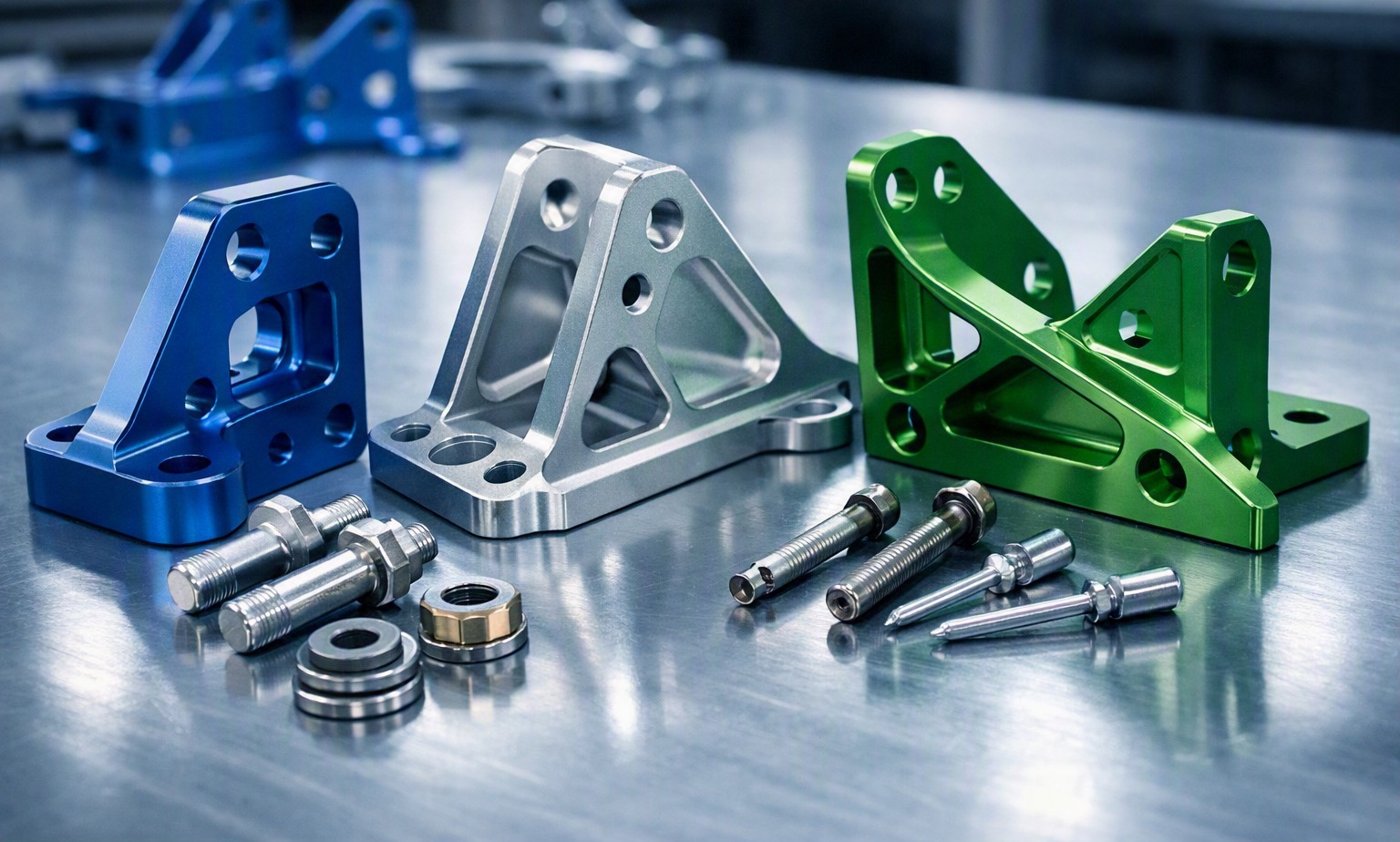 Anodized aluminium structural brackets and fasteners for aerospace applications