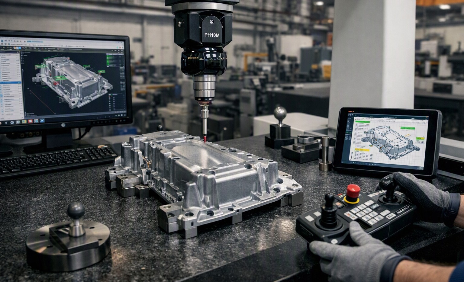 CMM inspecting a machined aluminium component