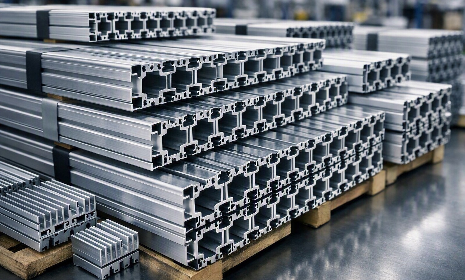 Stacked aluminium extrusion profiles with clear anodized finish