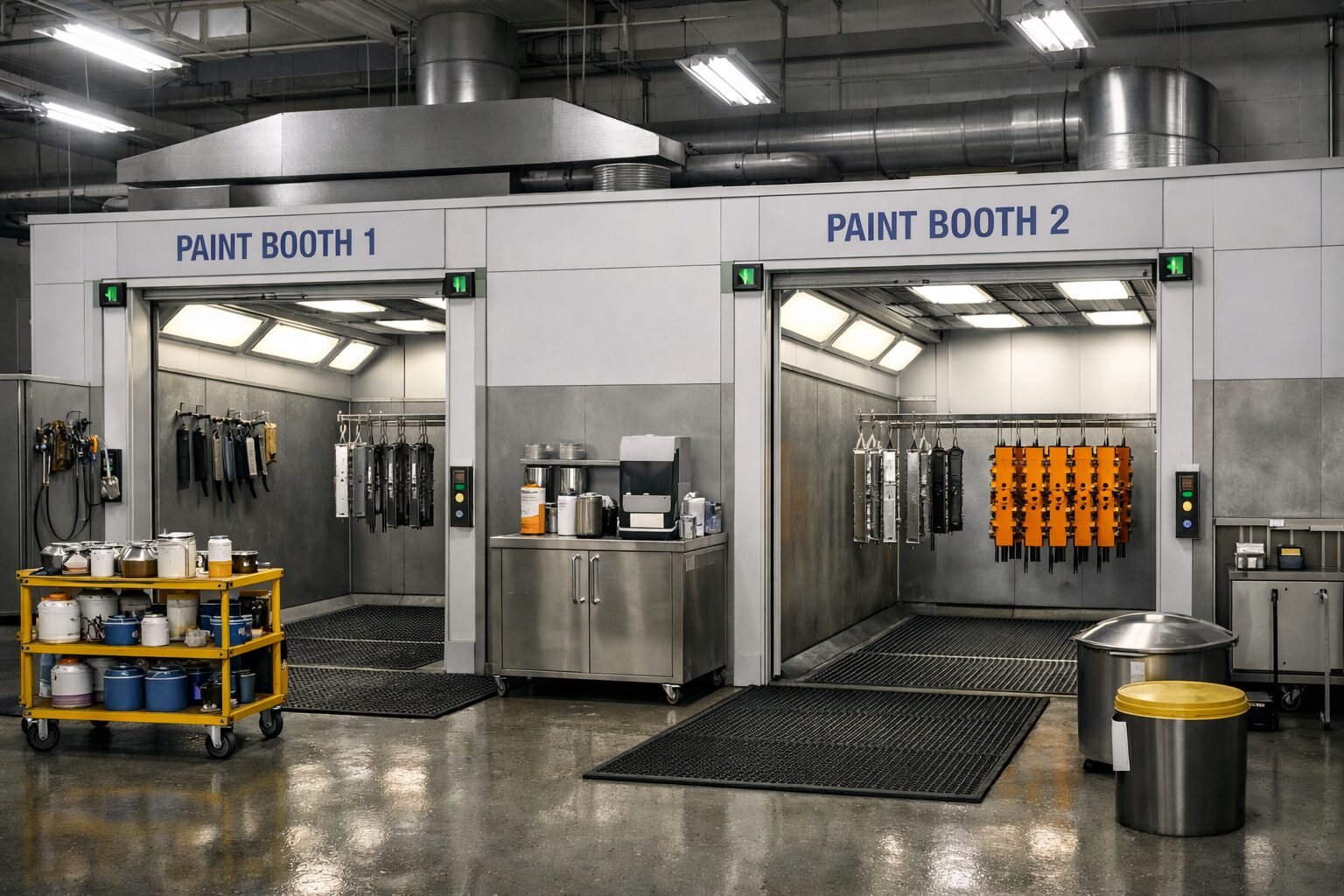 Industrial paint shop spray booths